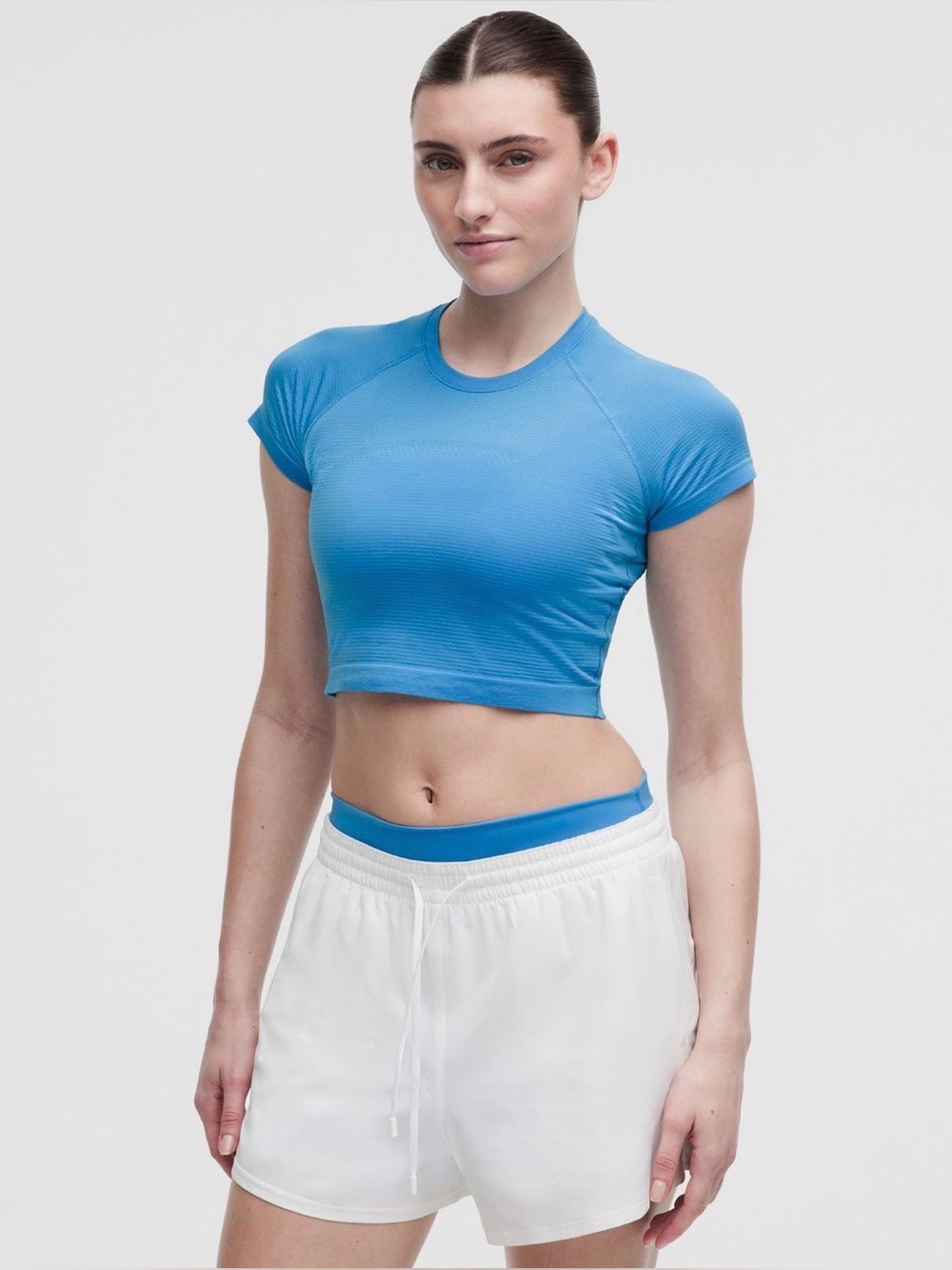NWT lululemon Swiftly Tech Cropped Short Sleeve 2.0 Ocean Wave Size 10
